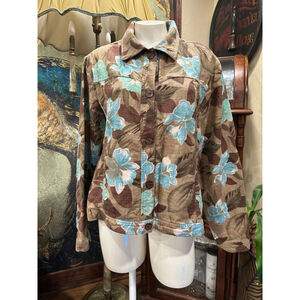 Coldwater Creek Floral Jacket Women's XL Brown Blue